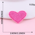 Bright pink heart embroidered patch measuring 2.6x2cm for clothing and accessories - Hot Melt Adhesive / Rose Red