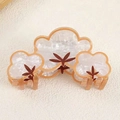 Floral animal series hair claw set with white marble texture and red leaf pattern - Three Small Flowers