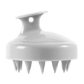 Ergonomic white silicone scalp massager brush with hanging hole for hair washing - Normal Gray