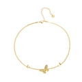 Collana a catena serpente in acciaio inossidabile dorato con tre ciondoli a farfalla 3D - N307195-Catena a Serpente con Tre Farfalle Oro