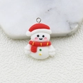 Cute resin Christmas snowman charm in white and red colors with a metal loop for DIY crafts - Christmas Snowman