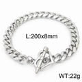 Pulsera de cadena cubana de 8mm en acero titanio plateado con cierre de corazón - Cadena Cubana de 8mm Con Cierre OT de Corazón(KB165896-ZZ)