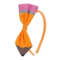 Handmade fabric headband featuring a colorful creative pencil-shaped bow design - Deep Yellow Pencil Headband