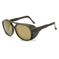 Olive green aviator polarized sunglasses with side shields and brown lenses - Grey Green Frame Green Lens C5