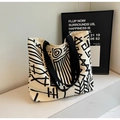 Trendige Graffiti Canvas Tote Bag mit abstrakten schwarzen Linien für Damen im Alltag - Graffiti-Muster