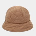 Close-up of heart-shaped quilted pattern on camel corduroy bucket hat for autumn and winter - M (56-58cm) / Tan