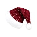 Classic red sequin Christmas hat with plush white brim and fluffy pompom detail - Red Full Sequin Haipai Fur Christmas Hat / Red/White