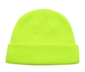 Neon yellow knit beanie featuring a classic cuffed design and fine ribbed texture - Neon Yellow