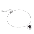 Pulsera de acero inoxidable plateado con colgante redondo negro y números romanos - Colgante Redondo Negro Letra (KB140223-K) / Color Acero