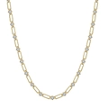 Elegant gold S925 silver paperclip chain necklace with 8A grade white cubic zirconia stones - Lzn19-14k