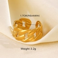 Dettaglio anello a maglia cubana regolabile in oro, diametro 1,7cm e peso 3,2g - Anello a Catena Oro