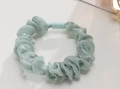 Light green organza hair scrunchie with sparkling rhinestones and matching plastic buckle - Rhinestone Small Scrunchie - Green