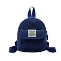 Mini corduroy backpack in navy blue with front pocket and adjustable shoulder straps - Sapphire Blue