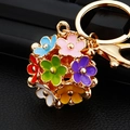 Floral sphere keychain with colorful enamel petals and gold lobster clasp - Colorful Hollow Flower Ball