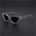 Retro cat-eye sunglasses with transparent frame and black lenses for a trendy look - Transparent Frame Black Grey Lens