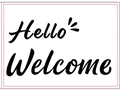 Minimalist Hello Welcome decorative wall sign with artistic black script lettering - welcome3 / Black