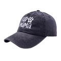 Gorra de béisbol de algodón lavado gris oscuro con bordado blanco FUR MAMA y huella - Talla única / Negro
