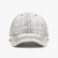 Light gray washed denim baseball cap with distressed details and vintage finish - Green(25A250)