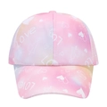 Rosa Tie-Dye Baseballkappe für Mädchen mit weißen Herzprints und Love-Aufdruck - Love Herz Druck - Rosa