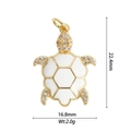 Detail of 18K gold turtle pendant with white enamel shell and zirconia, 22.4x16.8mm size - DZY-2994 White Turtle