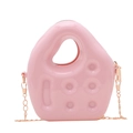 Mini bolso bandolera rosa de PVC con cadena de metal oro rosa para niñas - Rosa