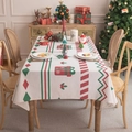 Christmas rectangular tablecloth with festive holiday patterns and decorative fringe - Christmas Geometric Hemmed
