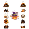 Three-piece Halloween hanging decoration set with Happy Halloween signs and cartoon charms - Pumpkin Hanger + Couplet Set