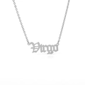 Silver stainless steel necklace with Virgo script pendant in minimalist style - Virgo (Silver)