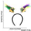 Tabella taglie cerchietto Mardi Gras con piume viola verdi e oro e maschera glitter - Stile Piuma Tiara Mardi Gras