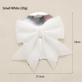 White glitter Christmas bow ornament with silver sequins and hanging hole 21.5cm - 18cm Small Bow / White