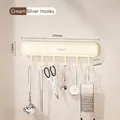 Cream and silver wall-mounted kitchen hook rack measuring 350mm for tool storage - Hook Rack / Cream Silver