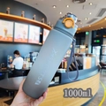1000ml matte grey gradient sports water bottle with AISPORTS logo and carry strap - 1000ml / 2106 Grey