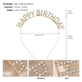 Cerchietto dorato Happy Birthday in lega con lettere in strass e dimensioni - Oro (HAPPY BIRTHDAY)