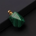 Green malachite perfume bottle pendant with golden ring and faceted stone texture - Malachite