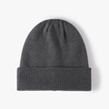 Dark grey cuffed beanie hat with fine knit texture and classic warm winter design - One Size / Dark Gray