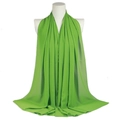 Vibrant bright green pearl chiffon long scarf draped on mannequin for elegant display - Sea Green