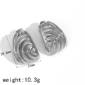 Vue détaillée de boucles d'oreilles dorées 18k en coquillage, taille 28,8x22mm - Style de Vague Coquille Argenté (TE60070-S)