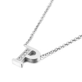 Polished stainless steel letter P pendant necklace with sparkling zircon inlay for women - Letter P Style (KN88595-KLB)