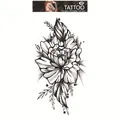 Waterproof 3D temporary tattoo sticker featuring black and white peony flower design FF-146 - Black and White Realistic Peony (FF-146)