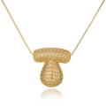 Golden balloon letter T pendant necklace with sparkling cubic zirconia on a white background - Letter T (D1079-T)