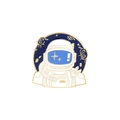 Cartoon astronaut enamel pin badge with golden metal finish and blue starry sky - Astronaut Starry Sky Round