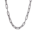 Minimalist black paperclip chain necklace in durable stainless steel on white background - 45cm+5cm / Black Paperclip Style (YN-650BLK)