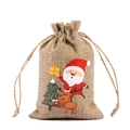 Christmas burlap drawstring bag with Santa Claus and reindeer cartoon illustration - Christmas Tree & Gift A-03 / 10*15cm