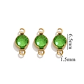 Three-piece set of golden round crystal connectors with emerald green stone for DIY jewelry - Double Hole Gold - Green