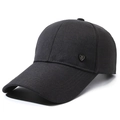 Men's black cotton baseball cap with long visor and metal M 1992 shield emblem - Adjustable / Gray