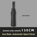 Classic black automatic folding umbrella with UV protection and 130cm extra large canopy - X-Series Extra Large 10-Rib Automatic Black Glue / Black