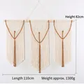 Handmade Bohemian woven tapestry with cream cotton ropes and brown chain accents - Brown Three Chain Decor