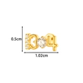 Titanium flat back stud earring with gold number 304 shape and clear crystals - Gold 304 Number Style (T2583-6#Gold)