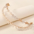 Detail of baroque headband with gold leaves, pearls and crystal bead dangles - Gold Leaf Pearl
