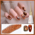 Peacock Cat Eye Gel Polish in amber orange with shimmering glitter and 10ml bottle - Peacock Cat Eye Color Change 07